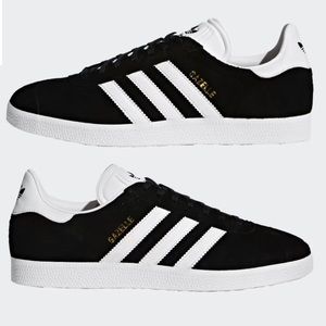 👟 NWT ADIDAS GAZELLE BLACK SUEDE Sneaker Shoes Mens 8.5/  Woman’s 9.5 Size